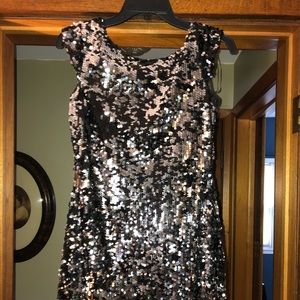 Sequined cocktail dress.